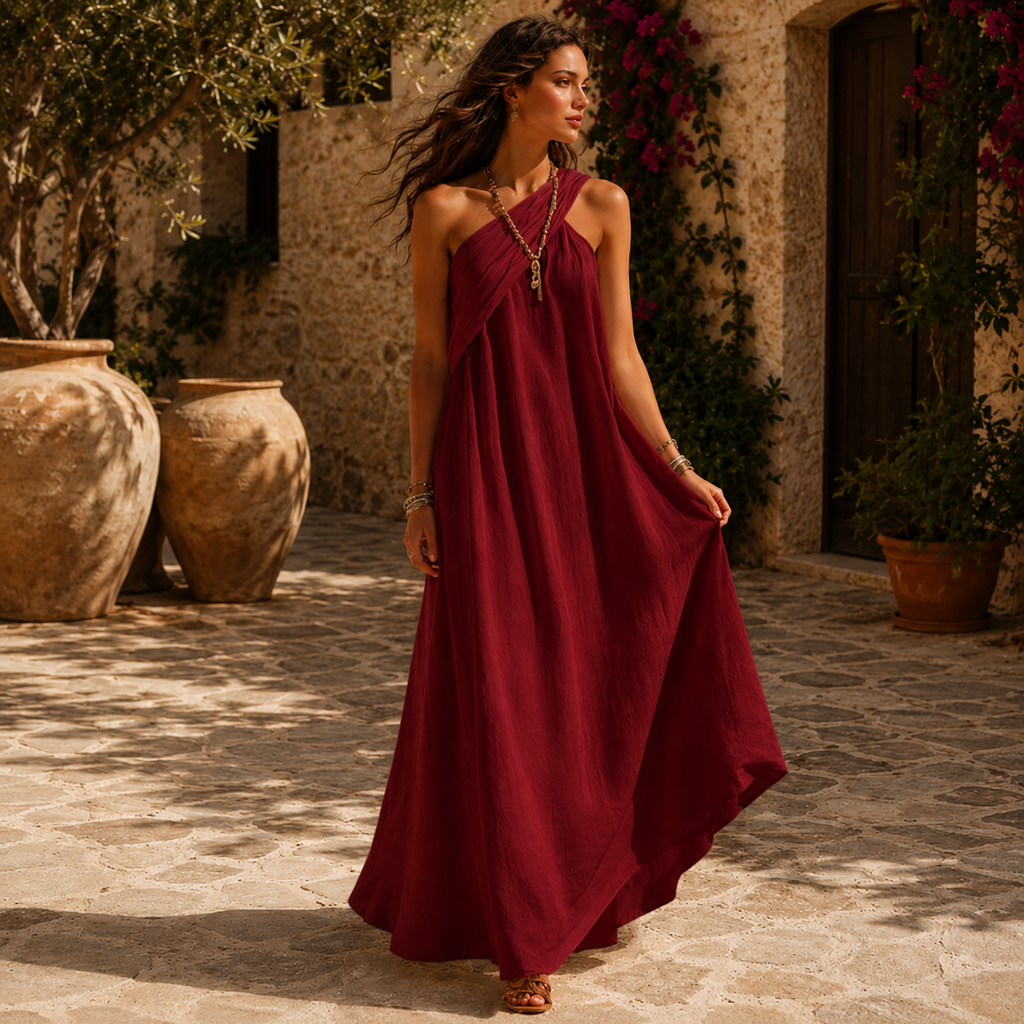 Vera | Vestido Largo Cruzado Mediterráneo