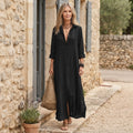 Solene | Vestito Lungo Ampio con Bottoni