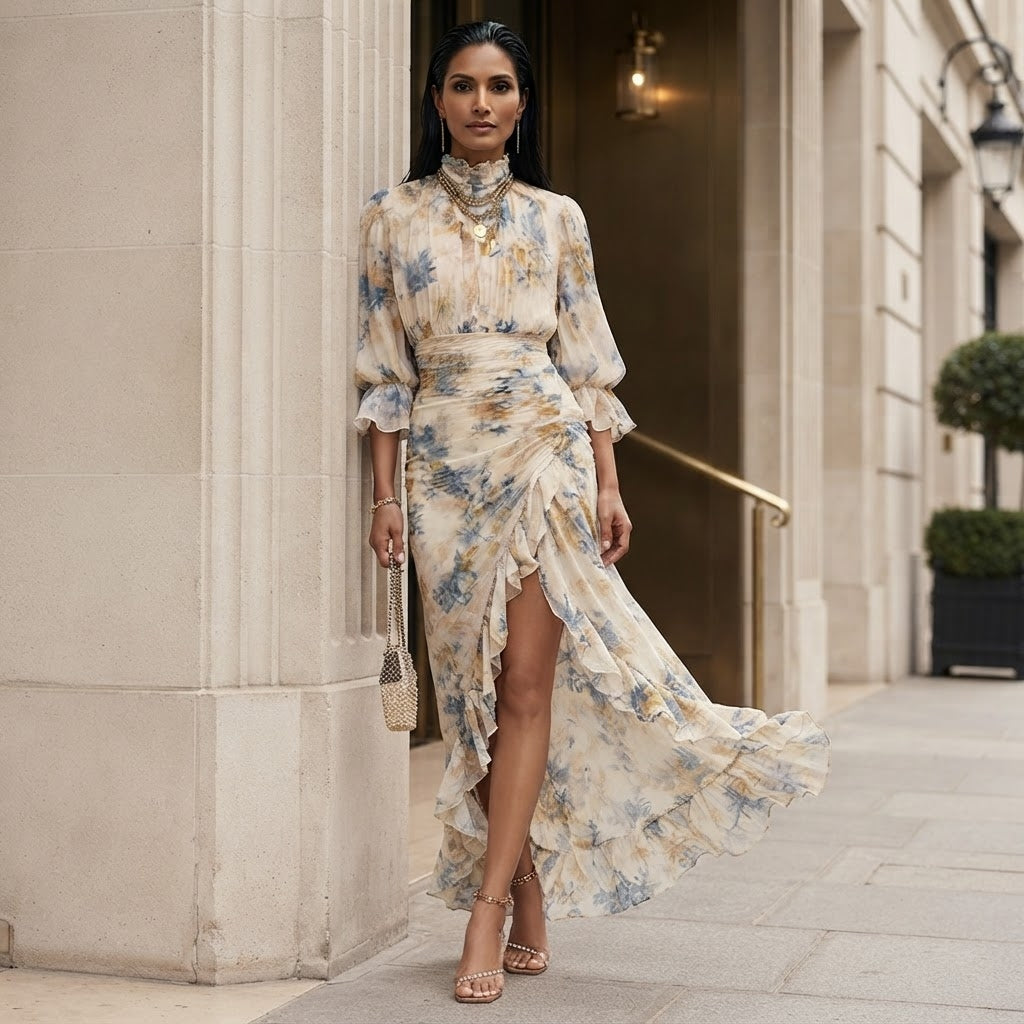 Emma | Abito Chiffon Beige