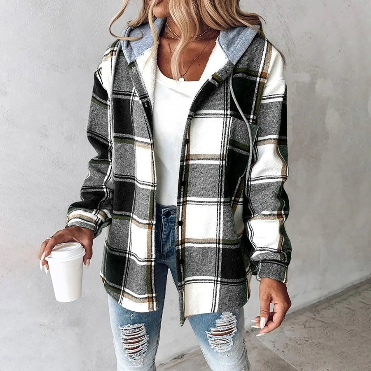 Ubalda | Camicia-Giacca Foderata con Cappuccio