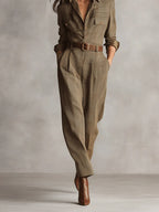 Anna | Conjunto de Camisa y Pantalón a Cuadros Monocromático