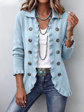 Consolata | Saco de Punto Azul Empolvado con Olanes