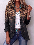 Erminia | Blazer de Leopardo Negro con Olanes