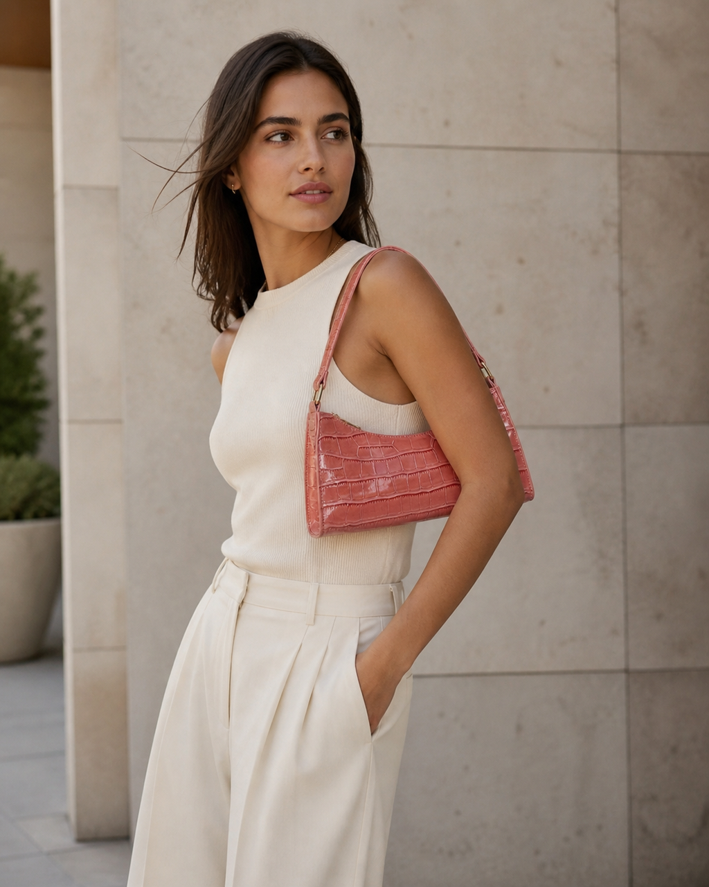 Bolsa de Hombro para Mujer Efecto Cocodrilo